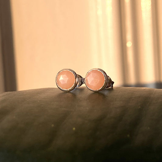 Peach Moonstone Studs NM47