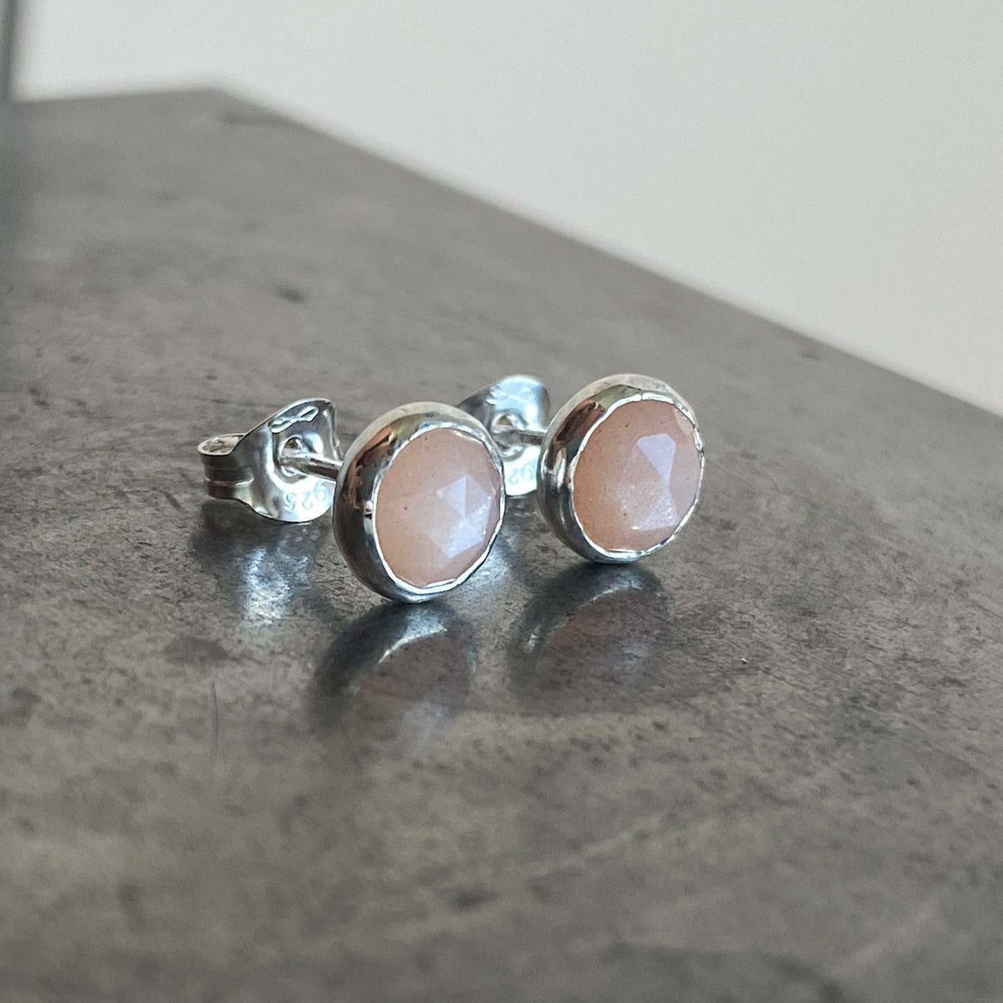 Peach Moonstone Studs NM47