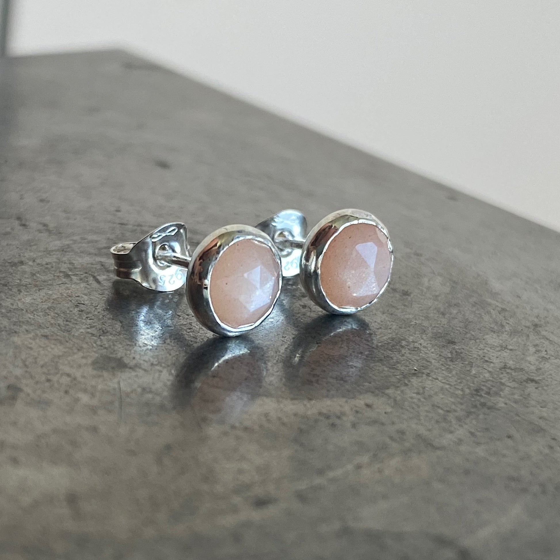 Peach Moonstone Studs NM47