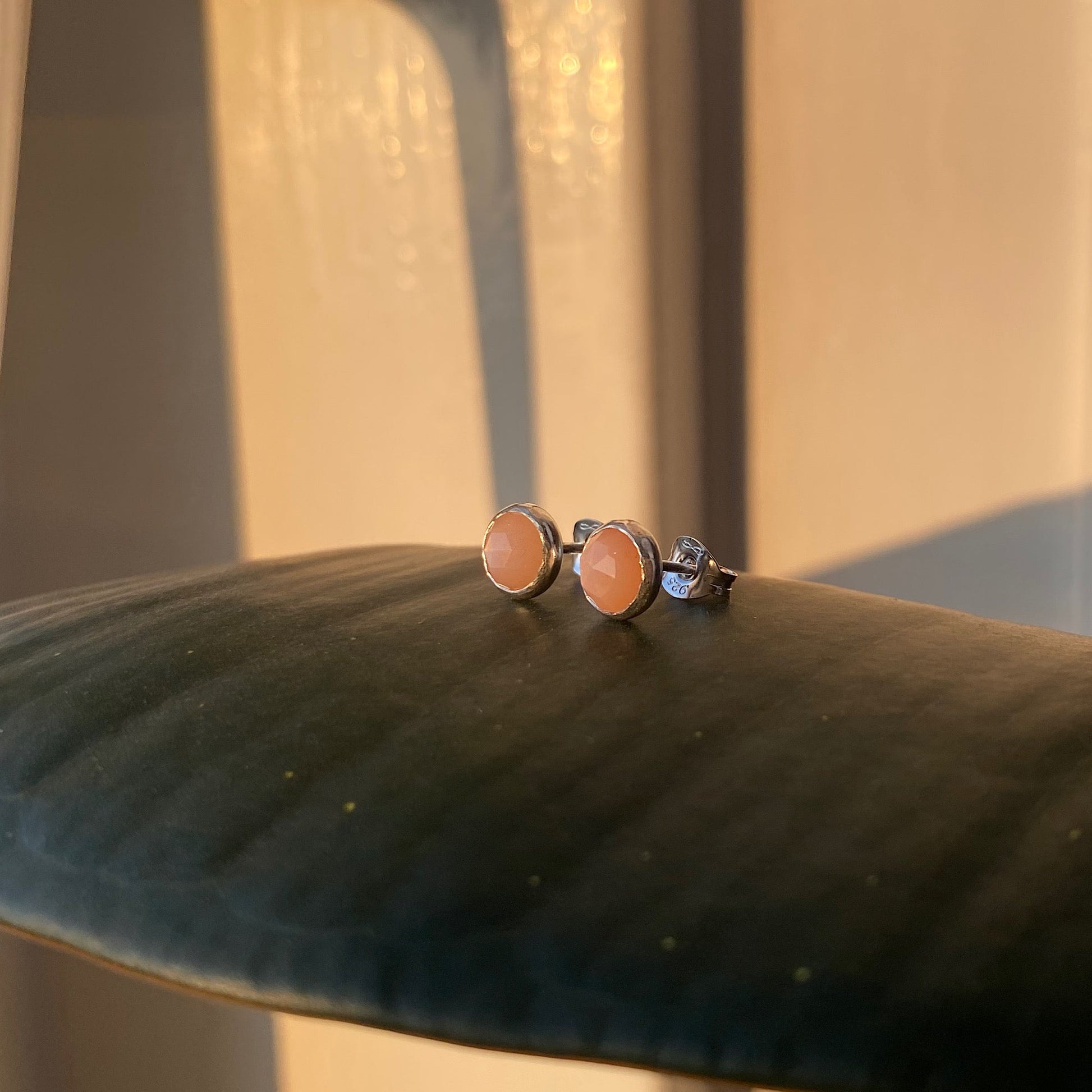 Peach Moonstone Studs NM47