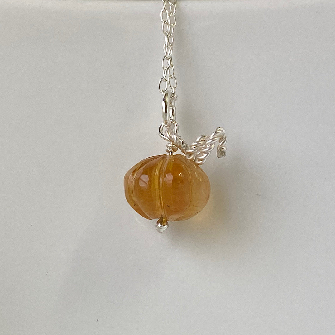 Pumpkin necklace - hand carved crystal charms NM47