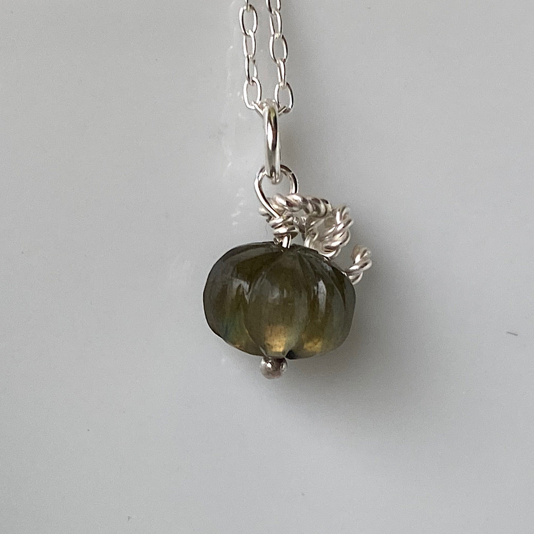 Pumpkin necklace - hand carved crystal charms