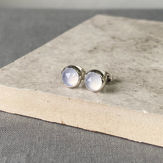Natural Chalcedony Studs