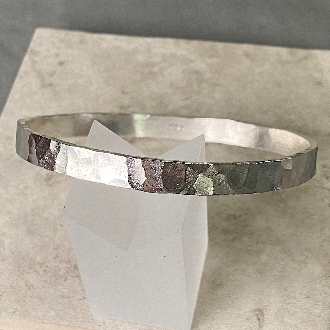 XL Chunky Solid Silver Bangle NM47
