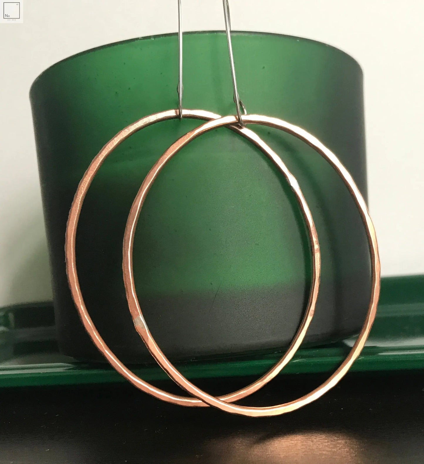 Irregular oval earrings - copper - silver - statement earrings NM47