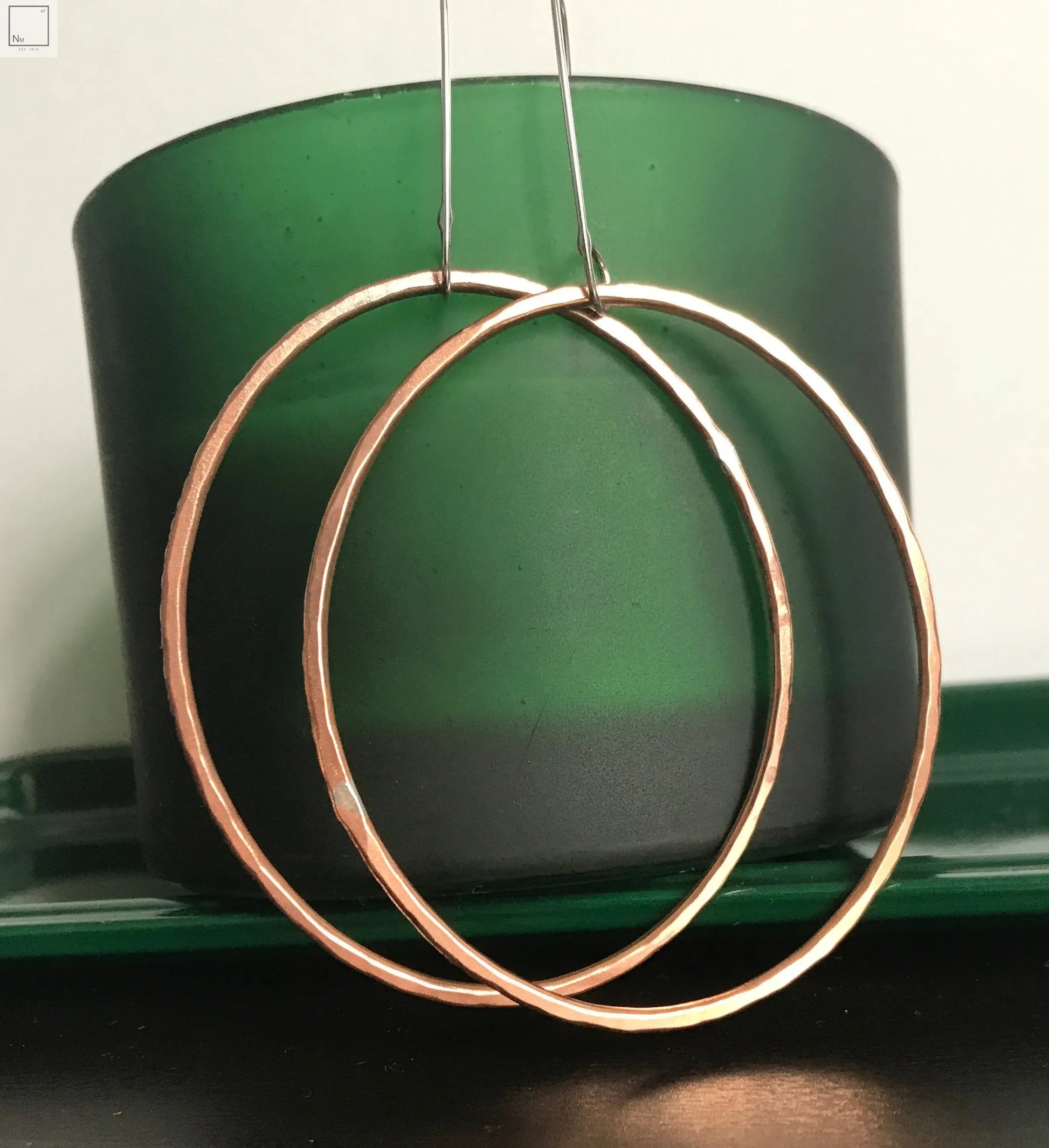 Irregular oval earrings - copper - silver - statement earrings NM47