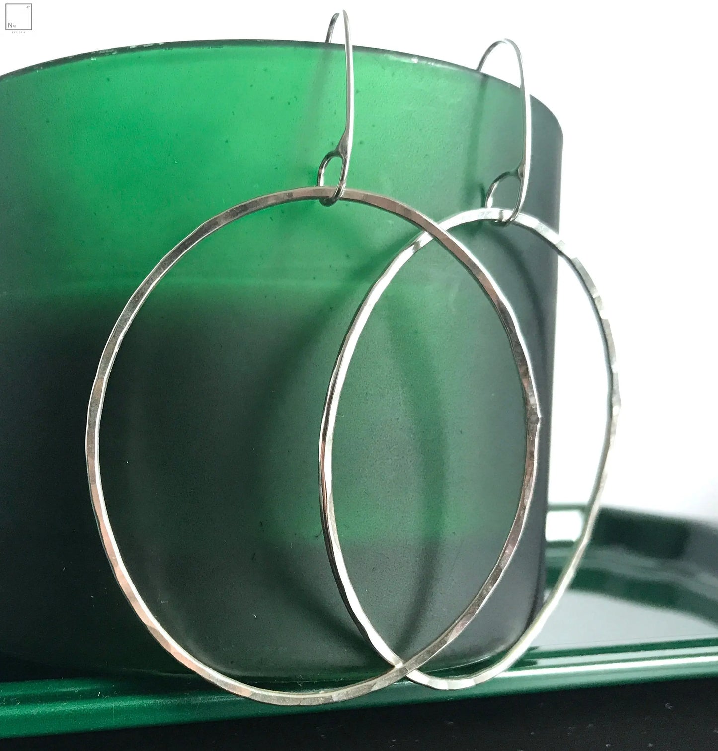 Irregular oval earrings - copper - silver - statement earrings NM47