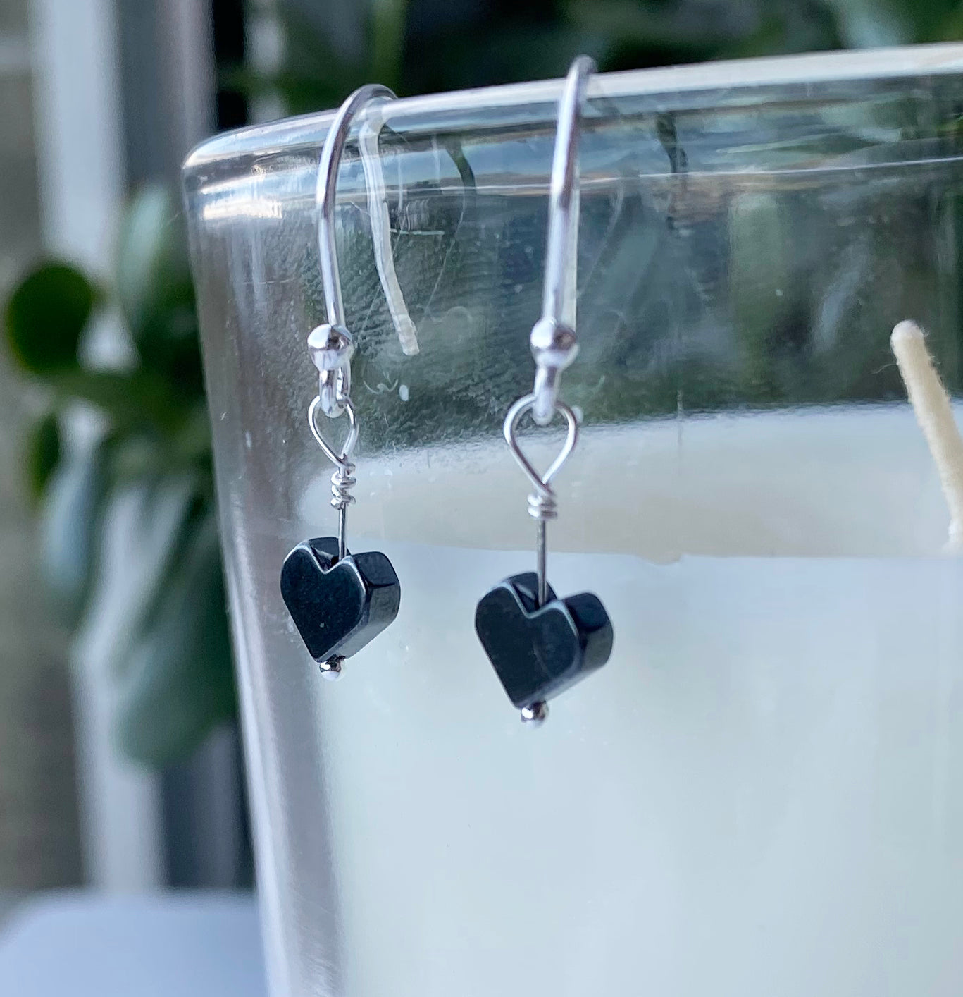 Hematite Heart earrings