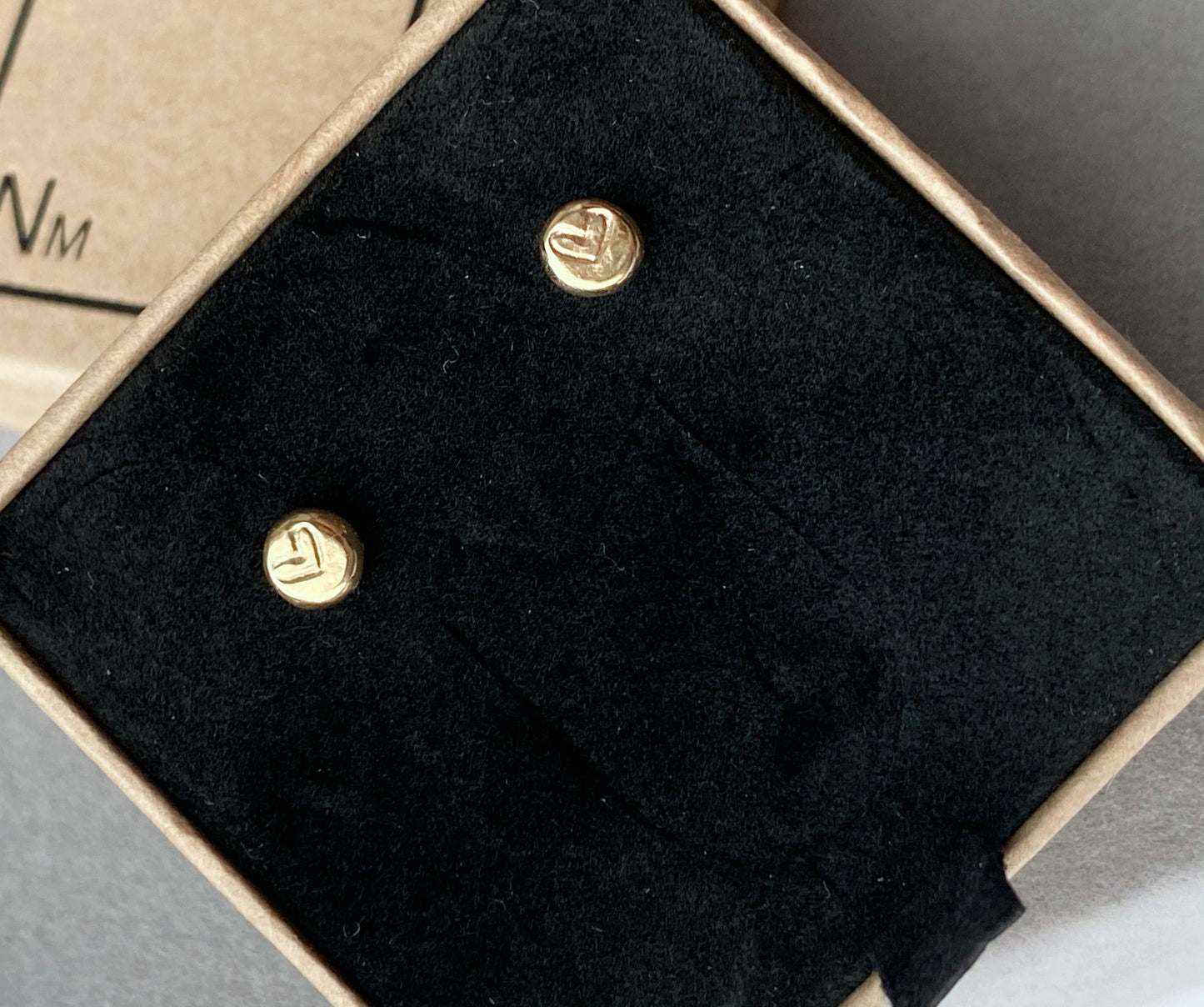 Solid 9ct yellow gold recycled heart nugget studs