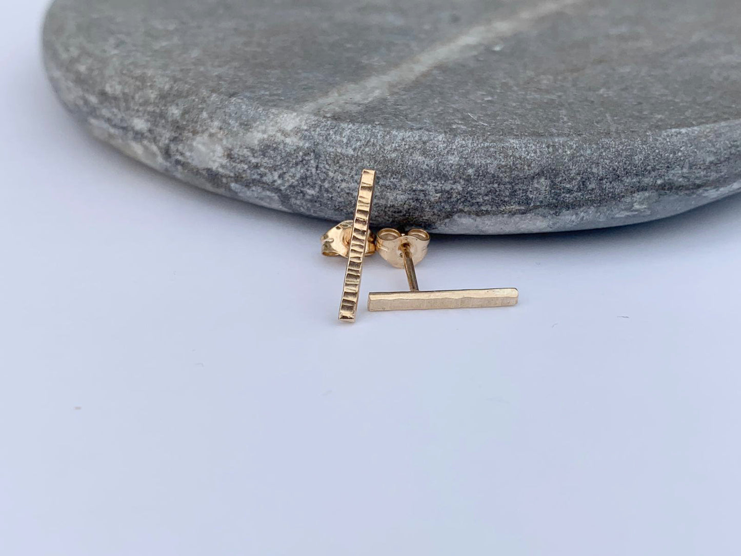 Solid 9ct Yellow Gold Hammered studs