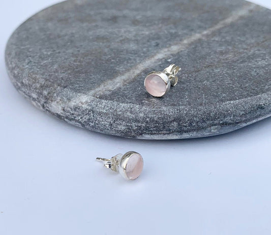 Rose quartz studs