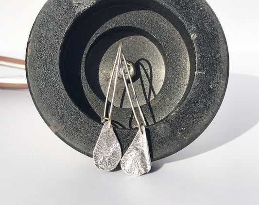 Silver reticulated drop earrings