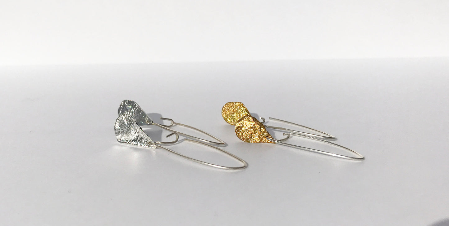 Silver reticulated drop earrings