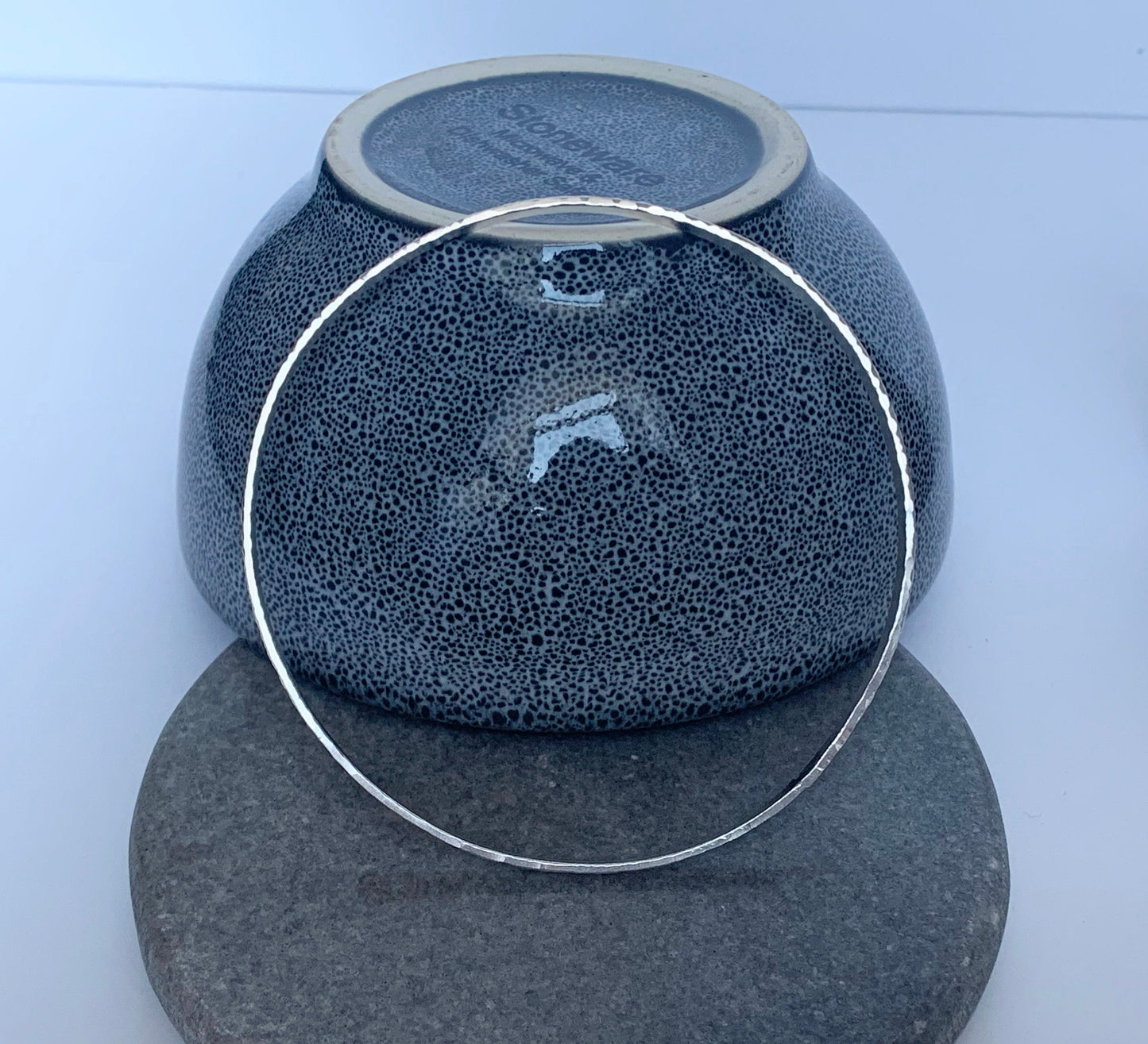 Sterling silver textured bangle ‘linear’