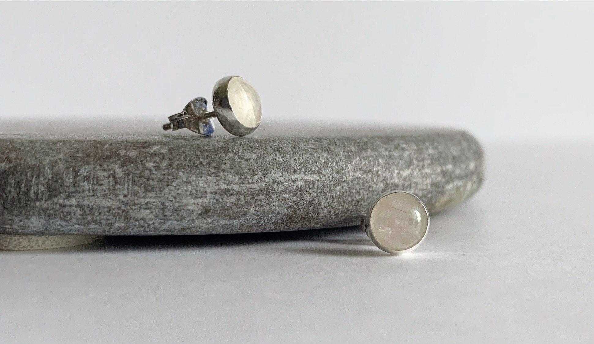 White Moonstone studs NM47