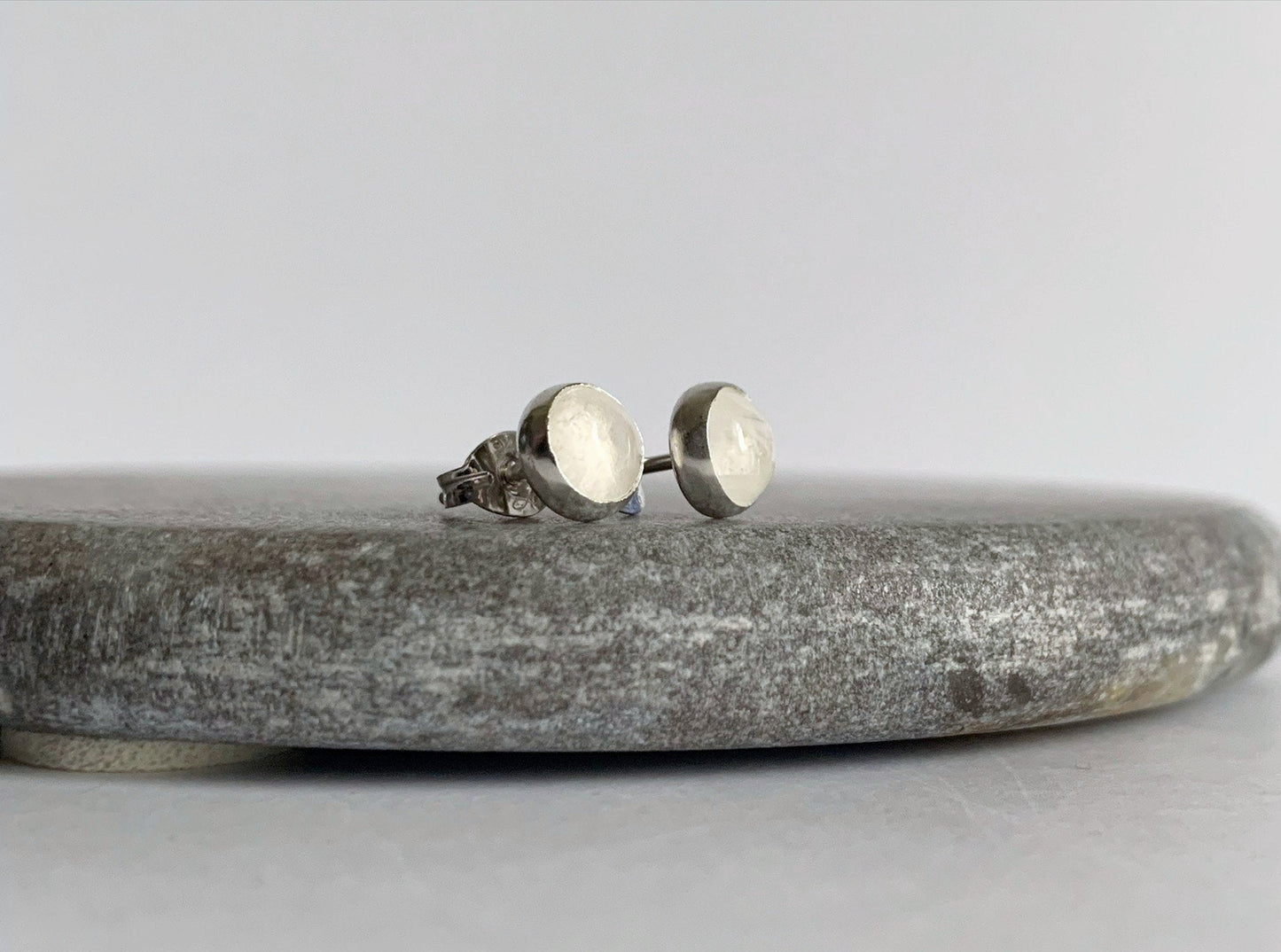 White Moonstone studs NM47