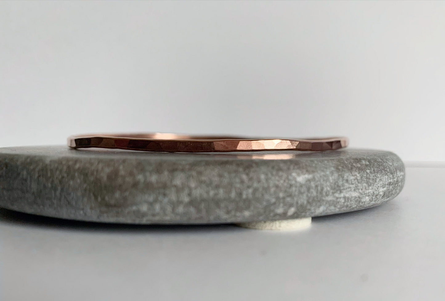 Copper bangle with light shimmer texture