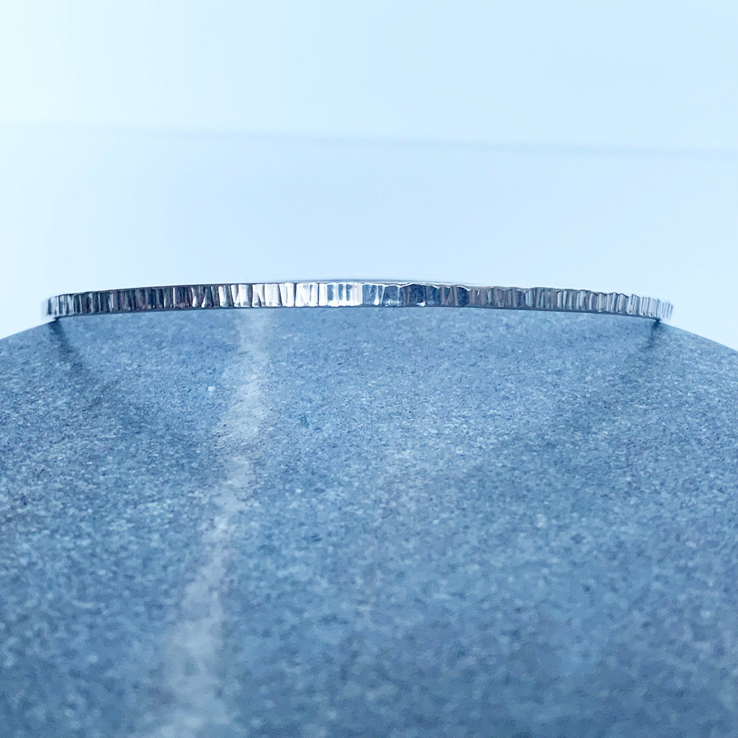 Sterling silver textured bangle ‘linear’