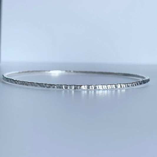 Sterling silver textured bangle ‘linear’