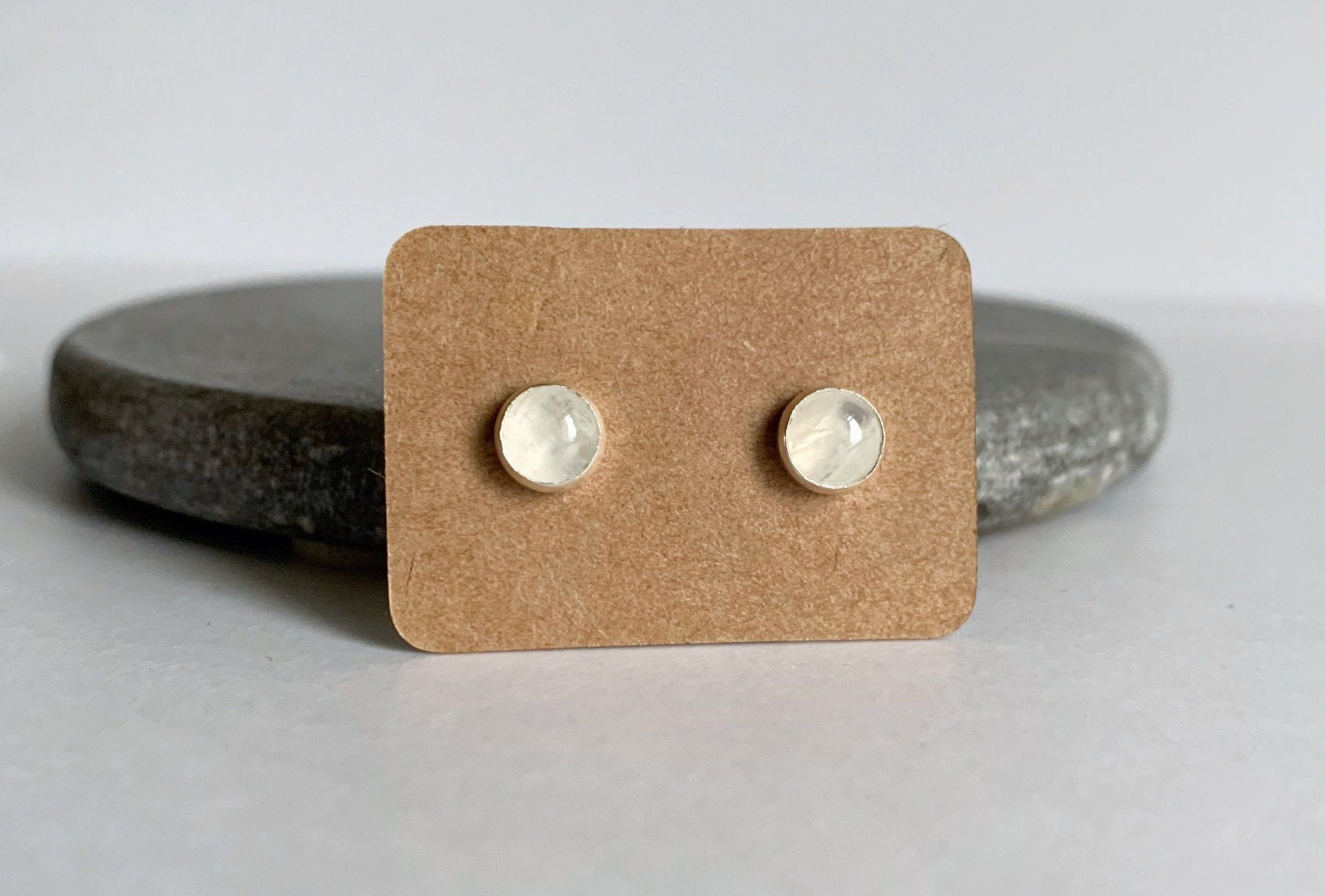 White Moonstone studs NM47