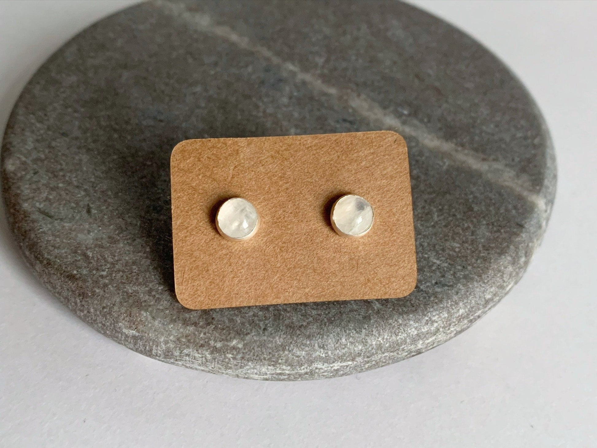 White Moonstone studs NM47
