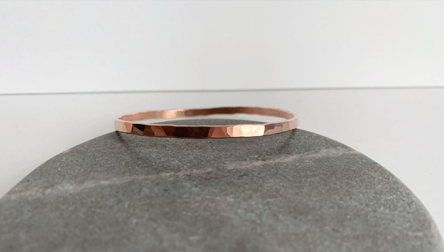 Copper bangle with light shimmer texture