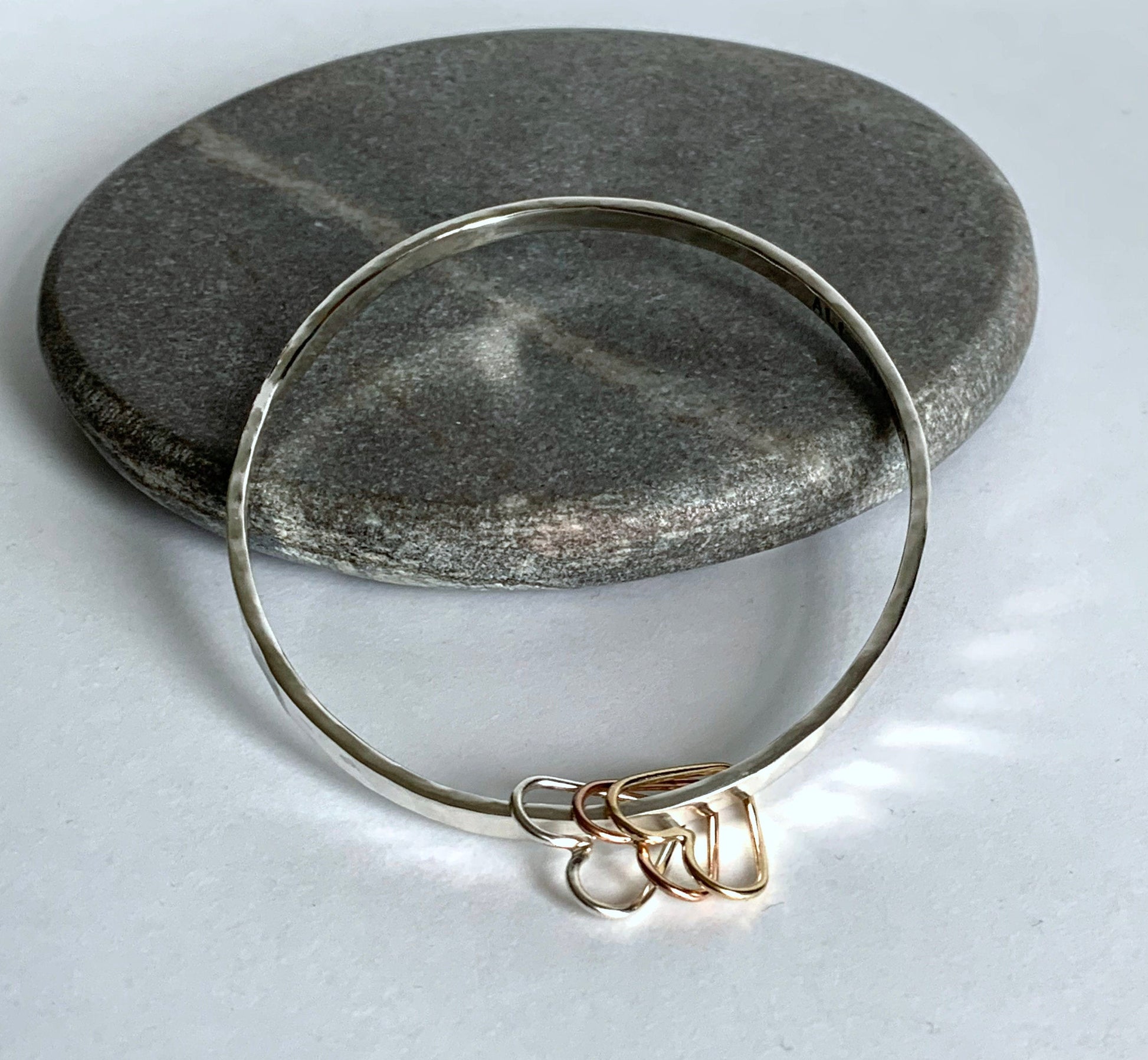 Made to Order - Sterling silver heart bangle NM47