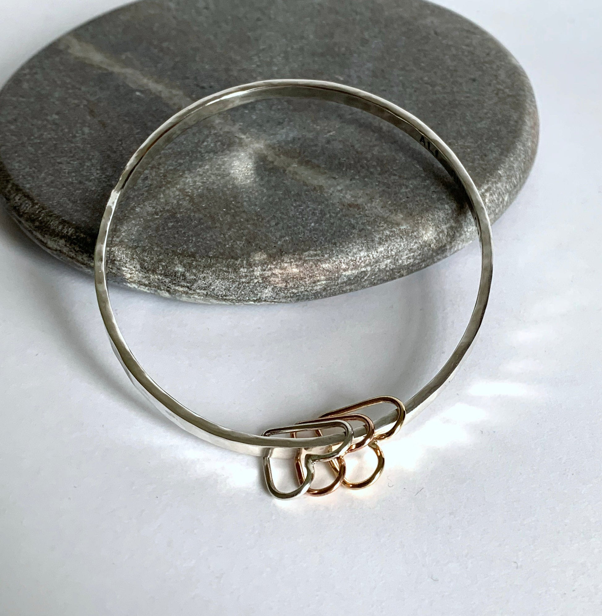 Made to Order - Sterling silver heart bangle NM47