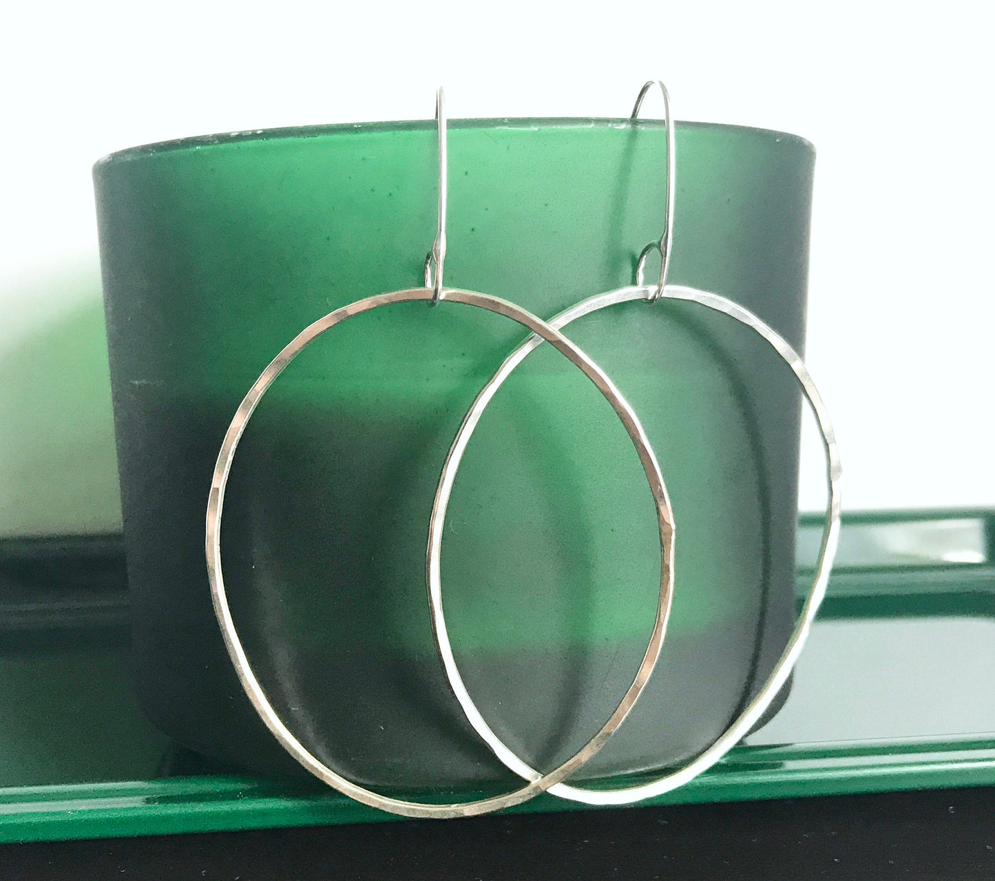 Irregular oval earrings - copper - silver - statement earrings