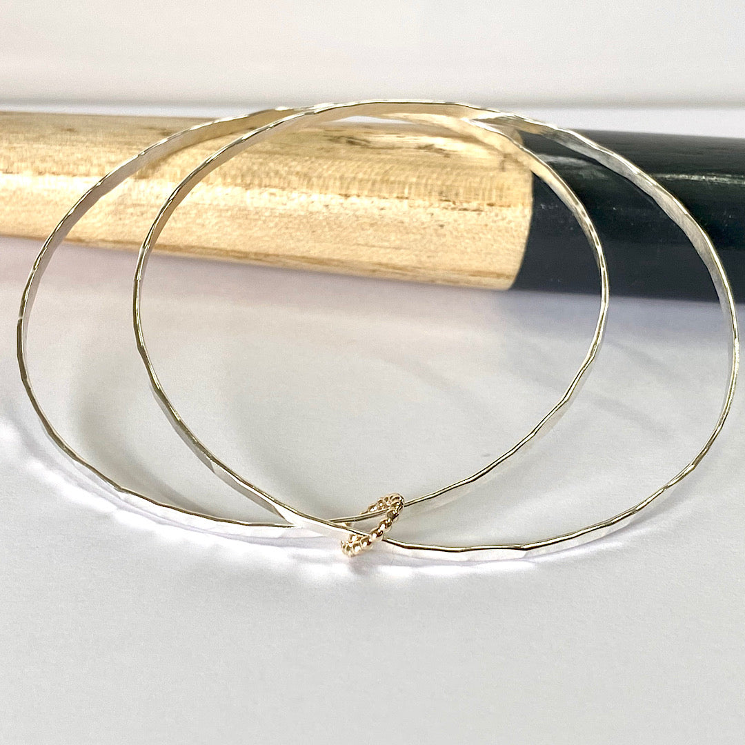 Double sterling silver bangle with beaded hoop