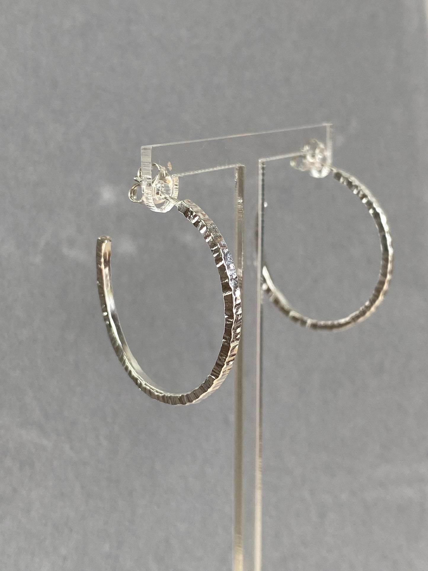 Medium Heavy Hammered Silver hoops NM47