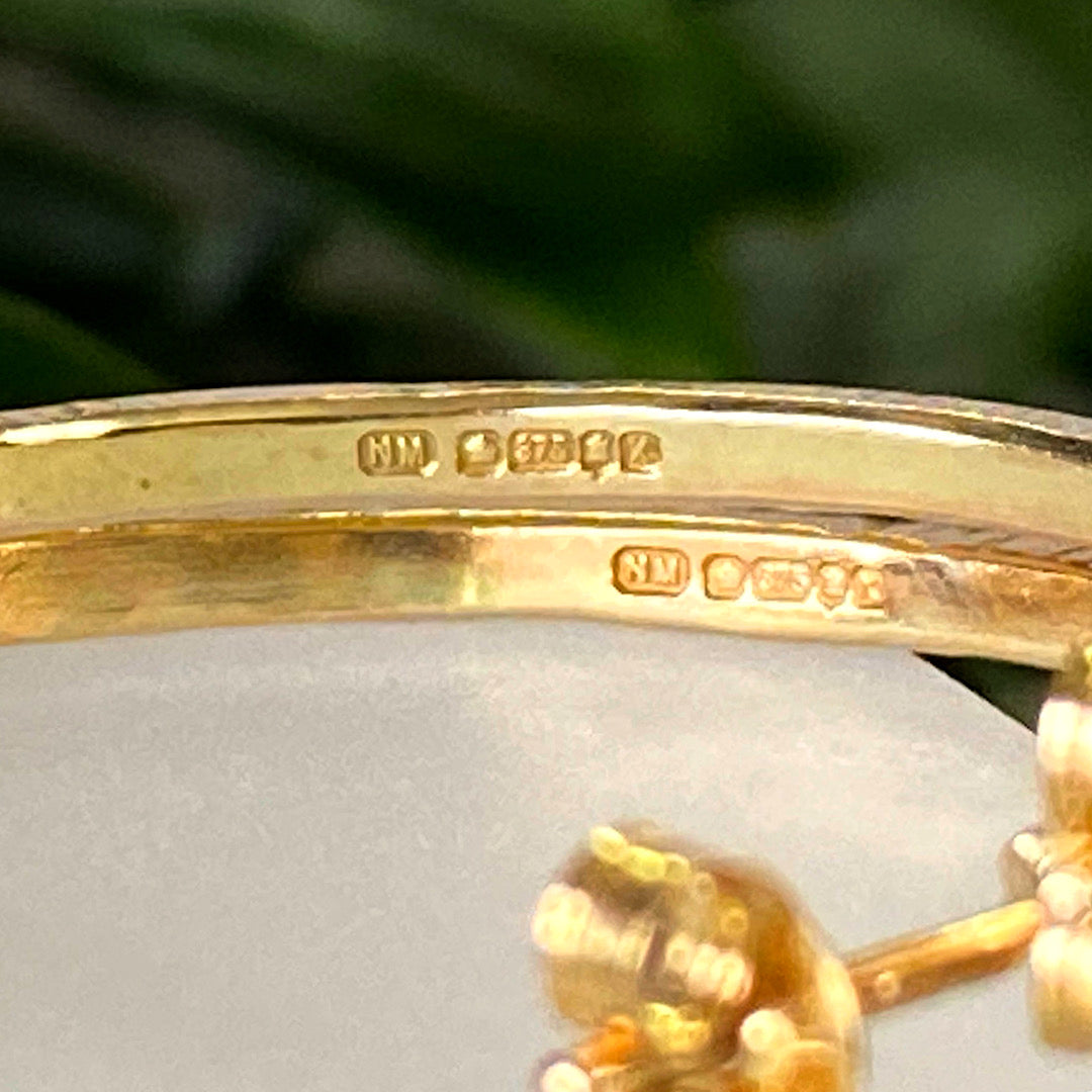 Solid 9ct yellow gold hammered hoops NM47