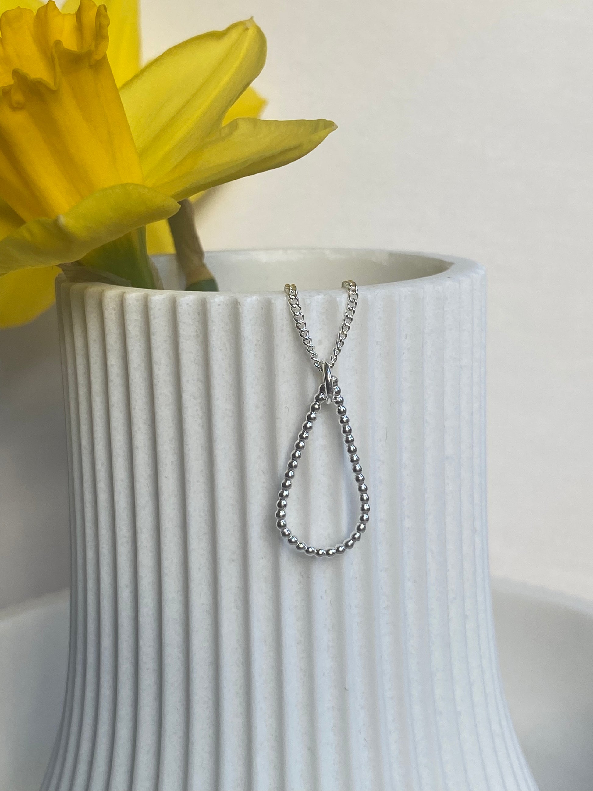 Beaded sterling silver drop pendant NM47