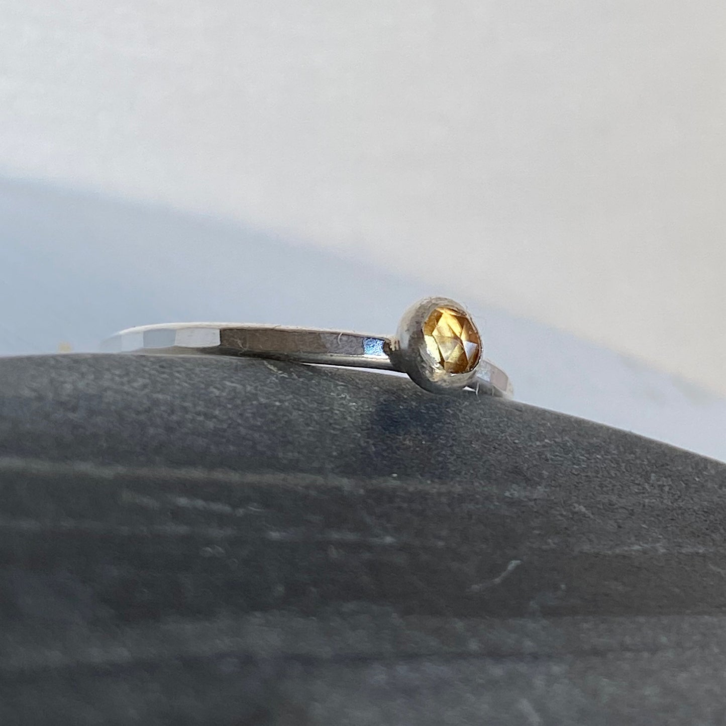 Citrine silver stacking ring