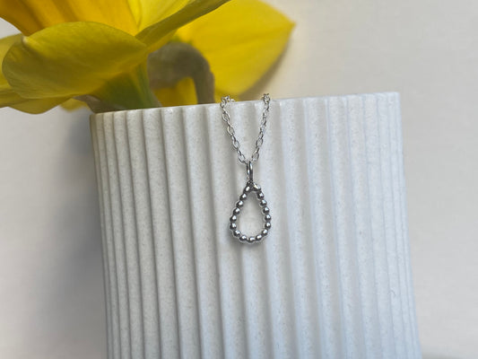 Beaded sterling silver drop necklace - mini