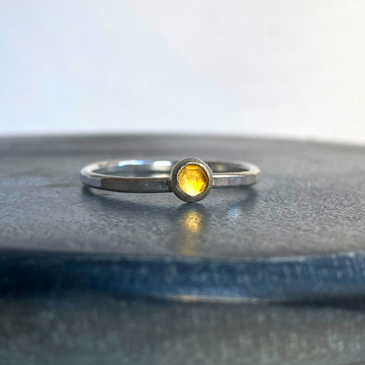 Citrine silver stacking ring