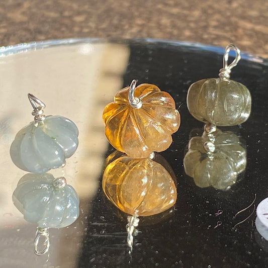 Pumpkin necklace - hand carved crystal charms