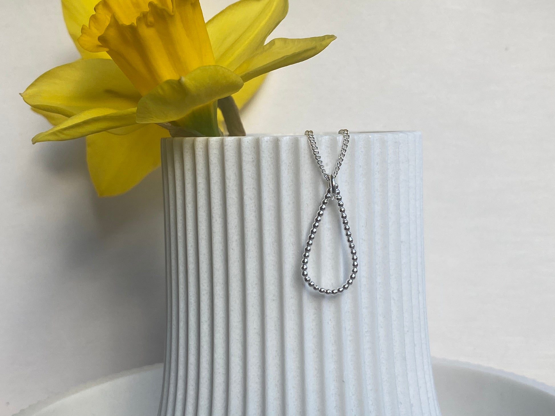Beaded sterling silver drop pendant NM47