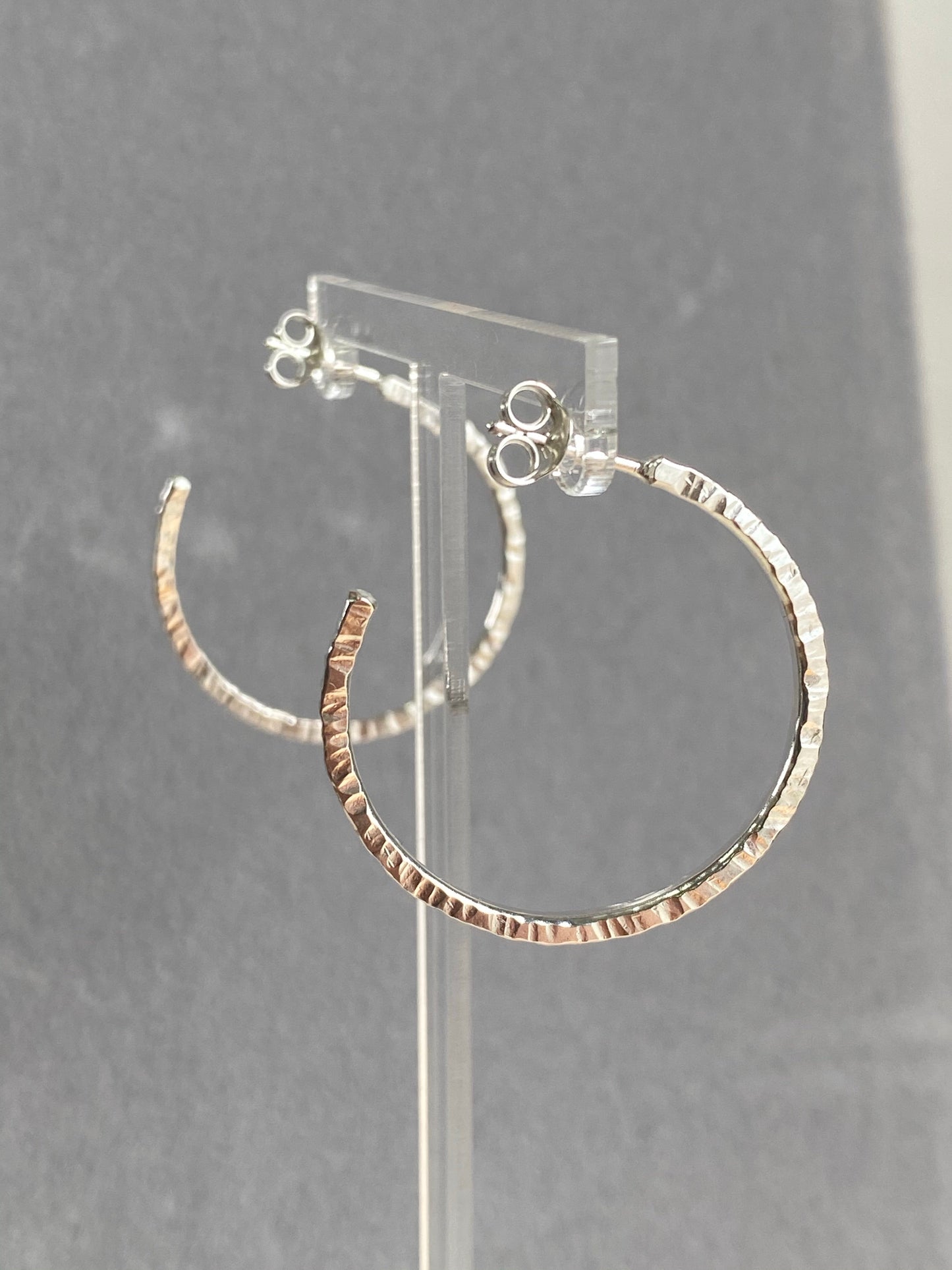 Medium Heavy Hammered Silver hoops NM47