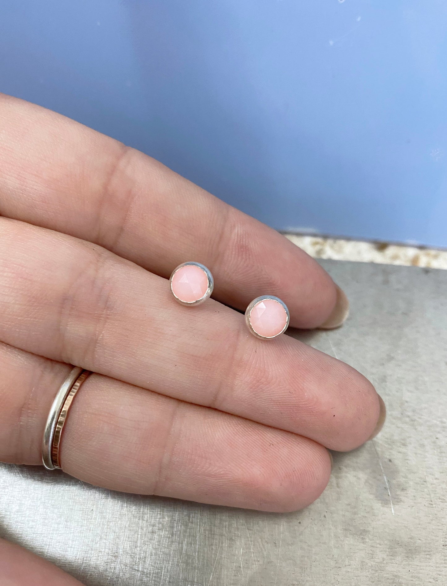 Pink Opal studs NM47