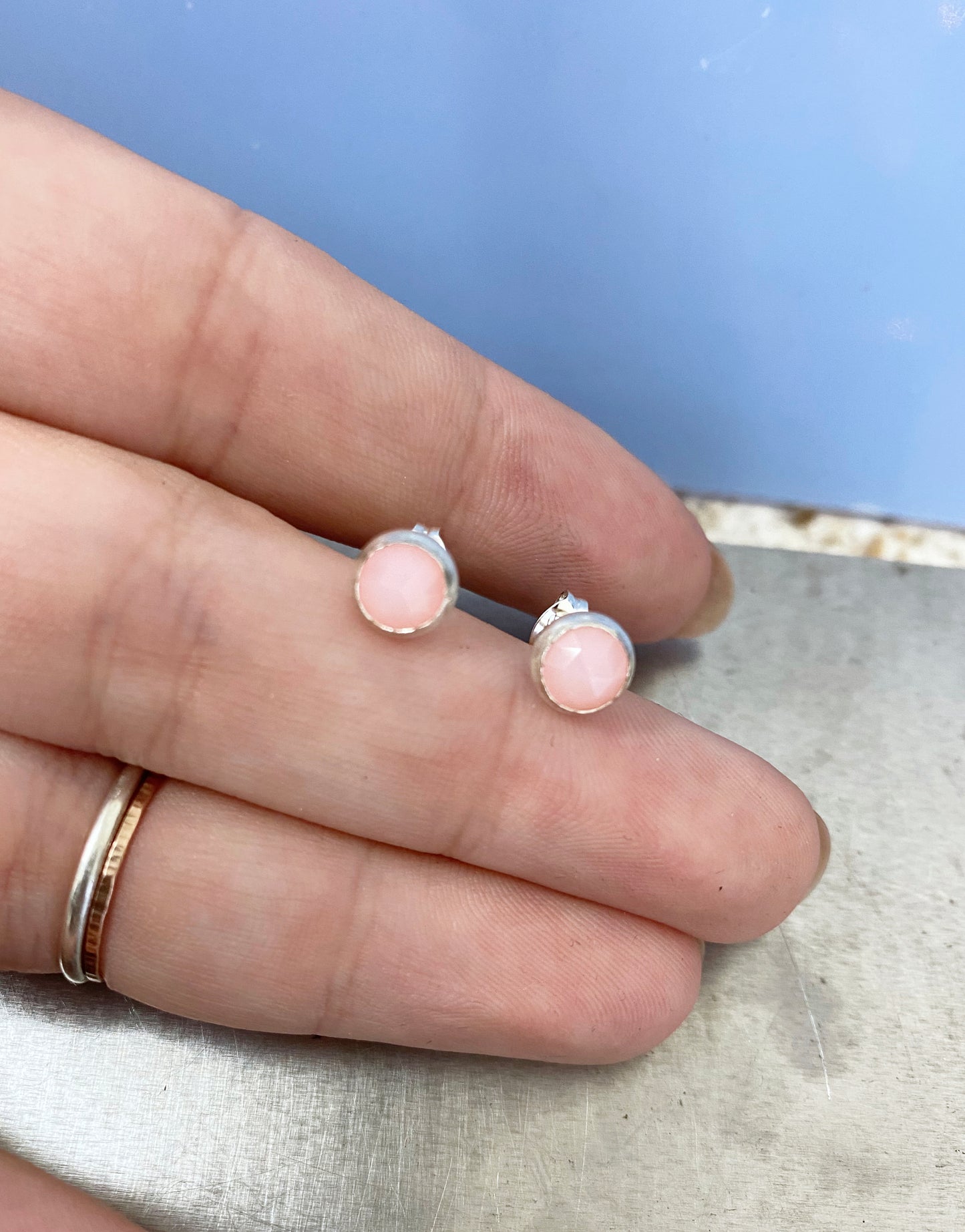 Pink Opal studs