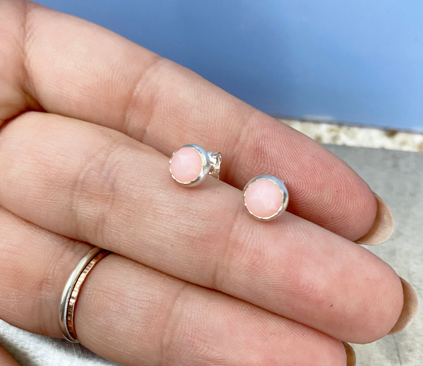 Pink Opal studs NM47